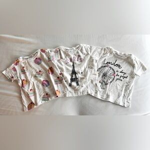 Zara Baby Girl Lot 3 Short Sleeve Tees 12-18M Paris London Cupcakes